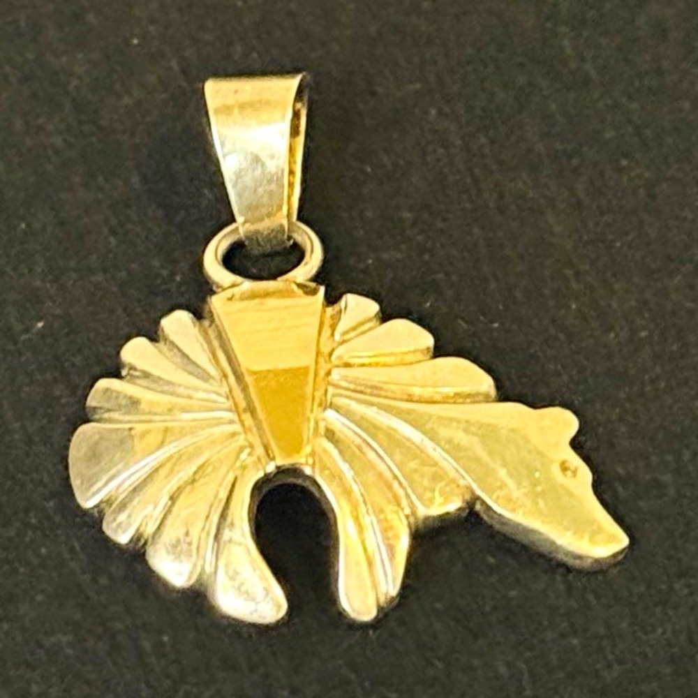 VINTAGE EH ERVIN HOSKIE 14K GOLD & STERLING SILVER NAVAJO FETISH BEAR PENDANT